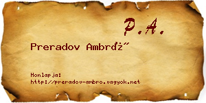 Preradov Ambró névjegykártya